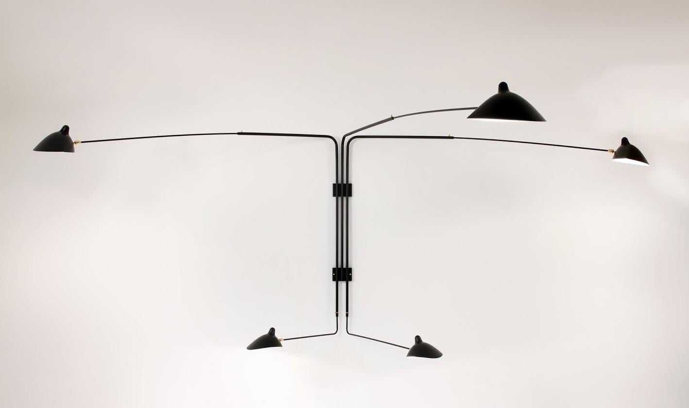 Mid-Century Modern Serge Mouille - Rotating Wall Sconce with 5 Arms  For Sale