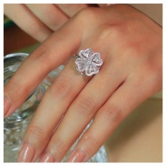 Drehbarer vierblättriger Kleeblatt-Ring 18k Gold Diamanten