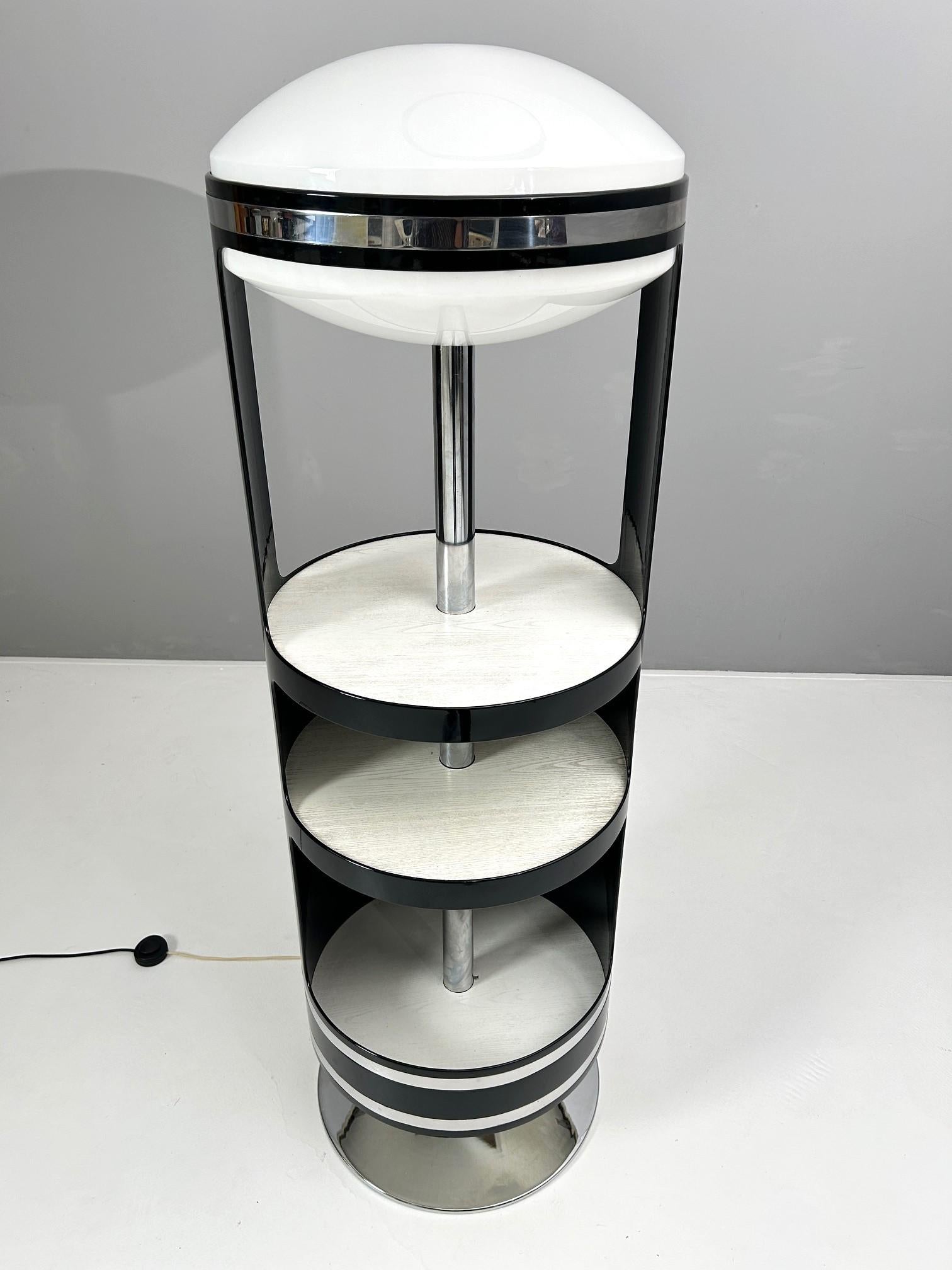 Metal Rotating, illuminated vintage bar in the style of Joe Colombo, 1970 For Sale