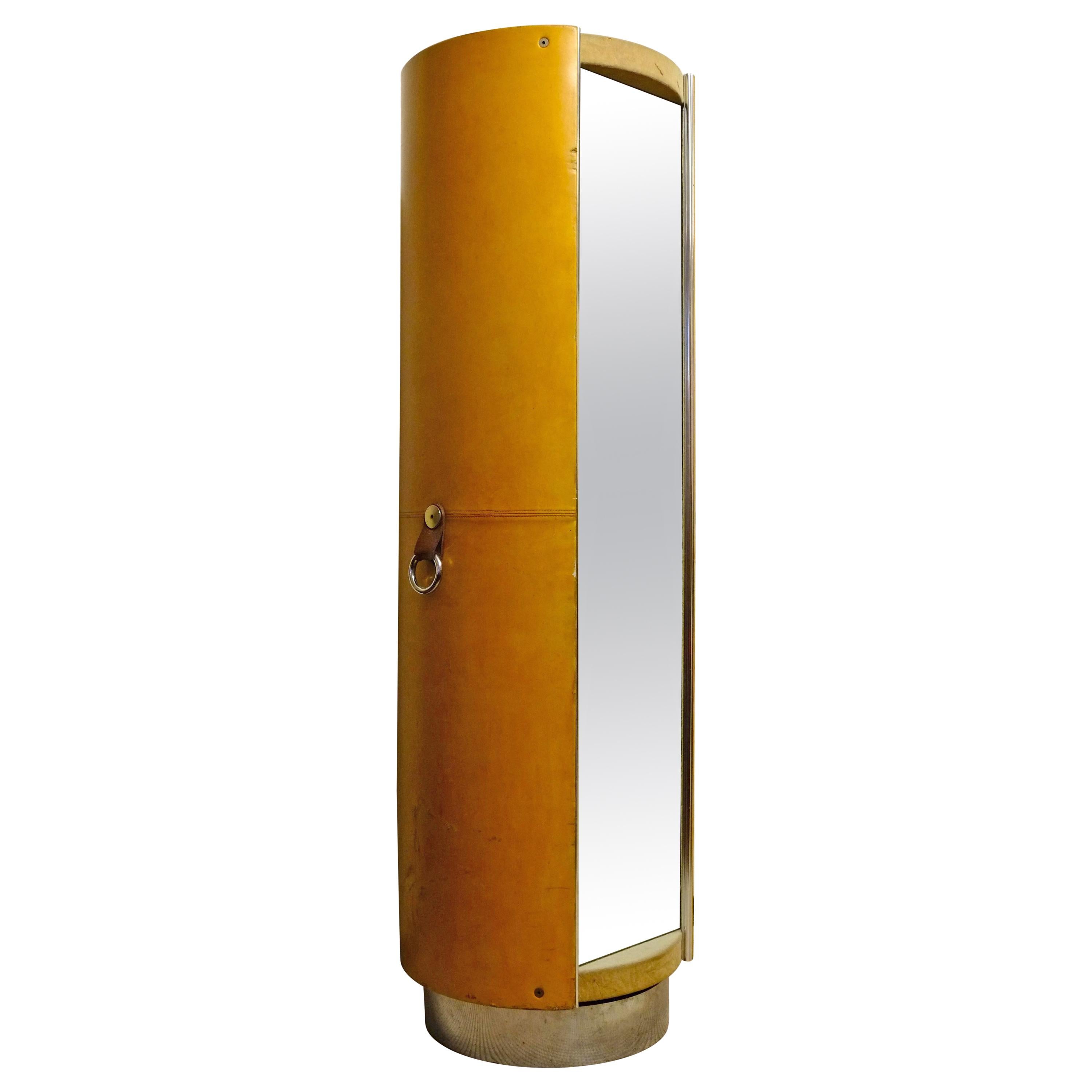 Rotating Leather Valet and Pouf by Guido Faleschini for Hermès, circa 1970 For Sale