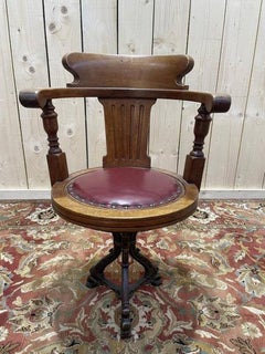 Rotating mahogany ship's desk chair