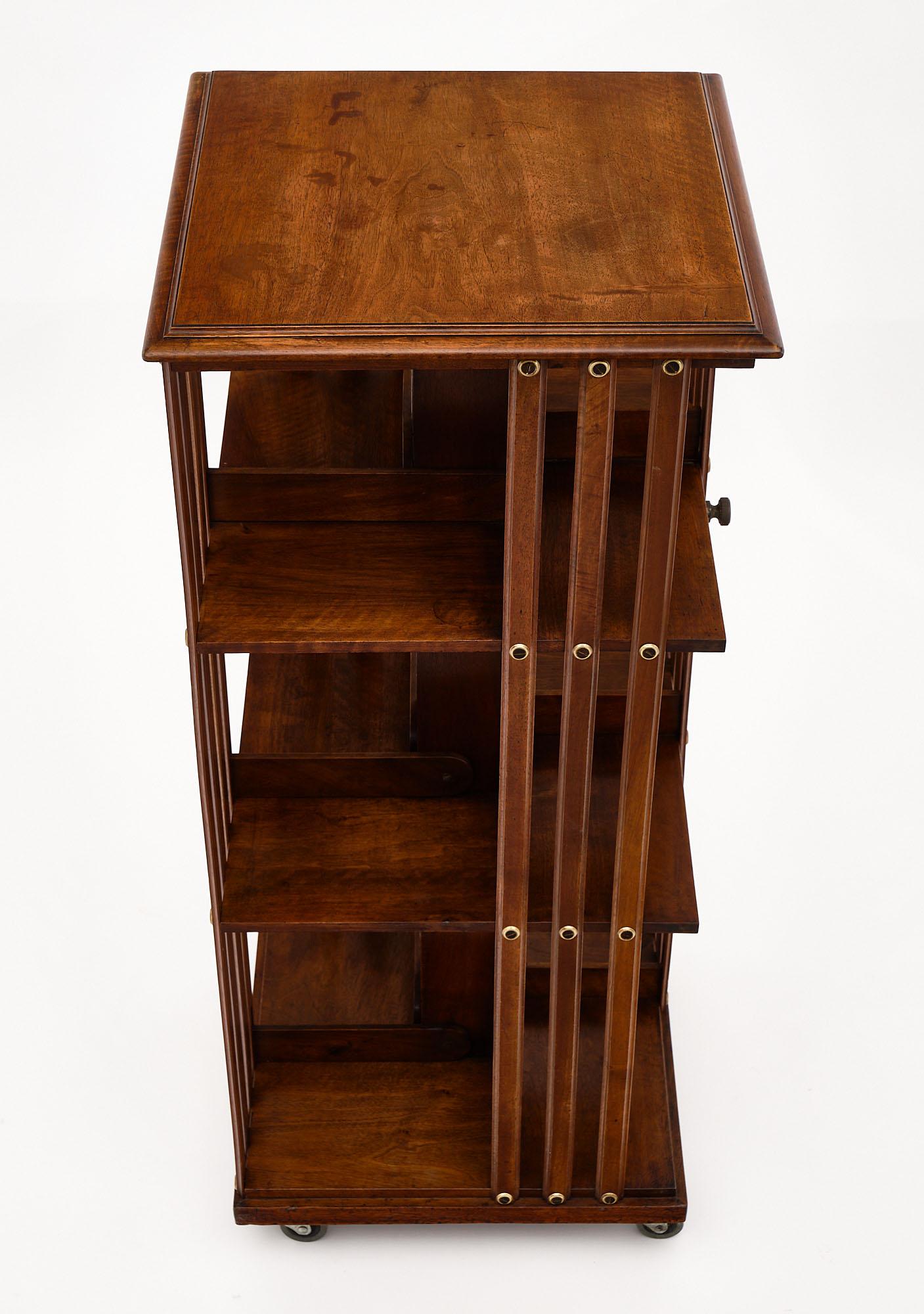 Walnut Rotating Mid-Century Bookcase