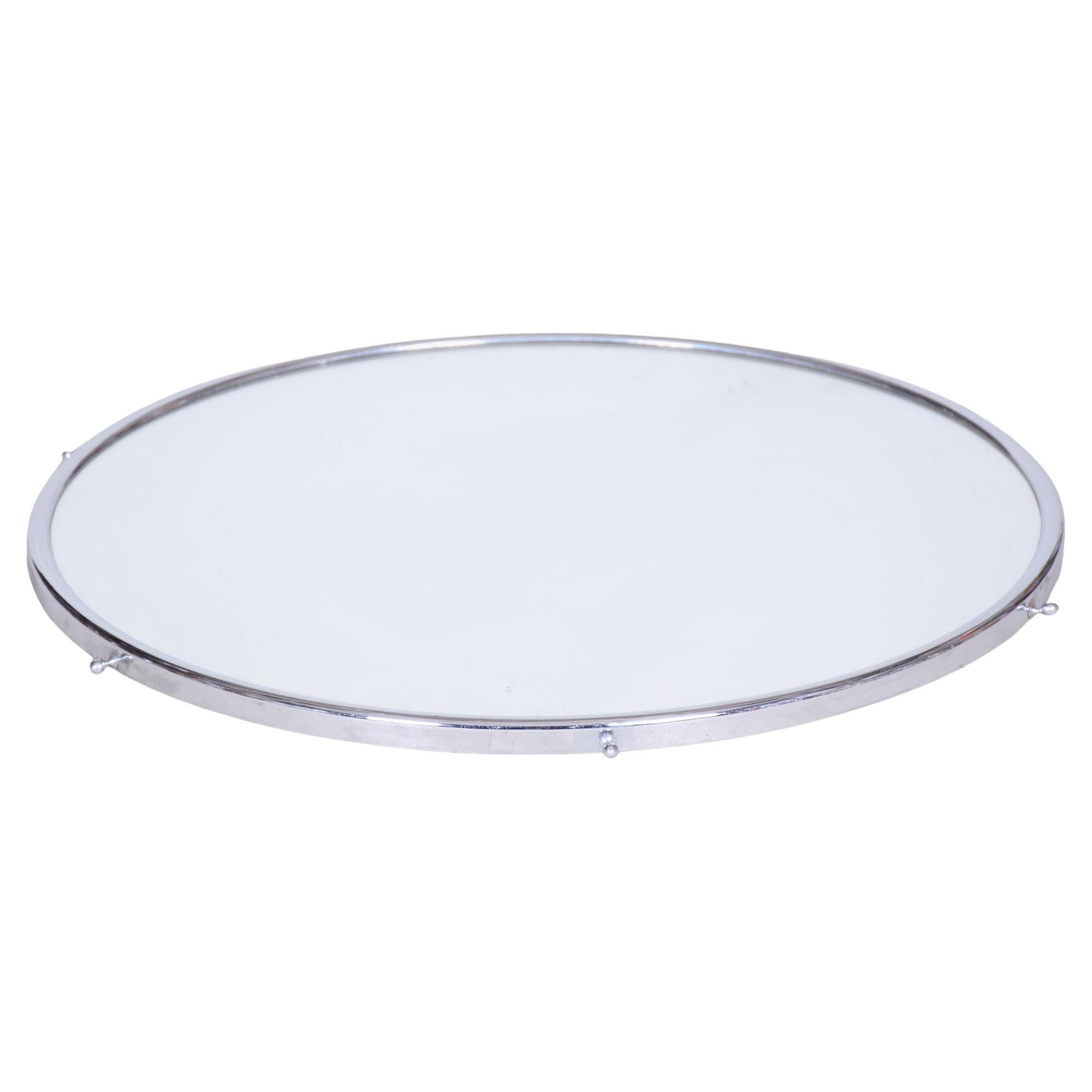 Rotating Mirror Tray in Original Condition, Made in Czechia 1930s For Sale