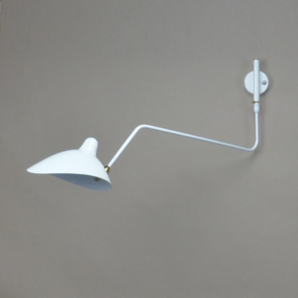French Serge Mouille - Rotating Sconce with 1 Curved Arm in Black or White For Sale