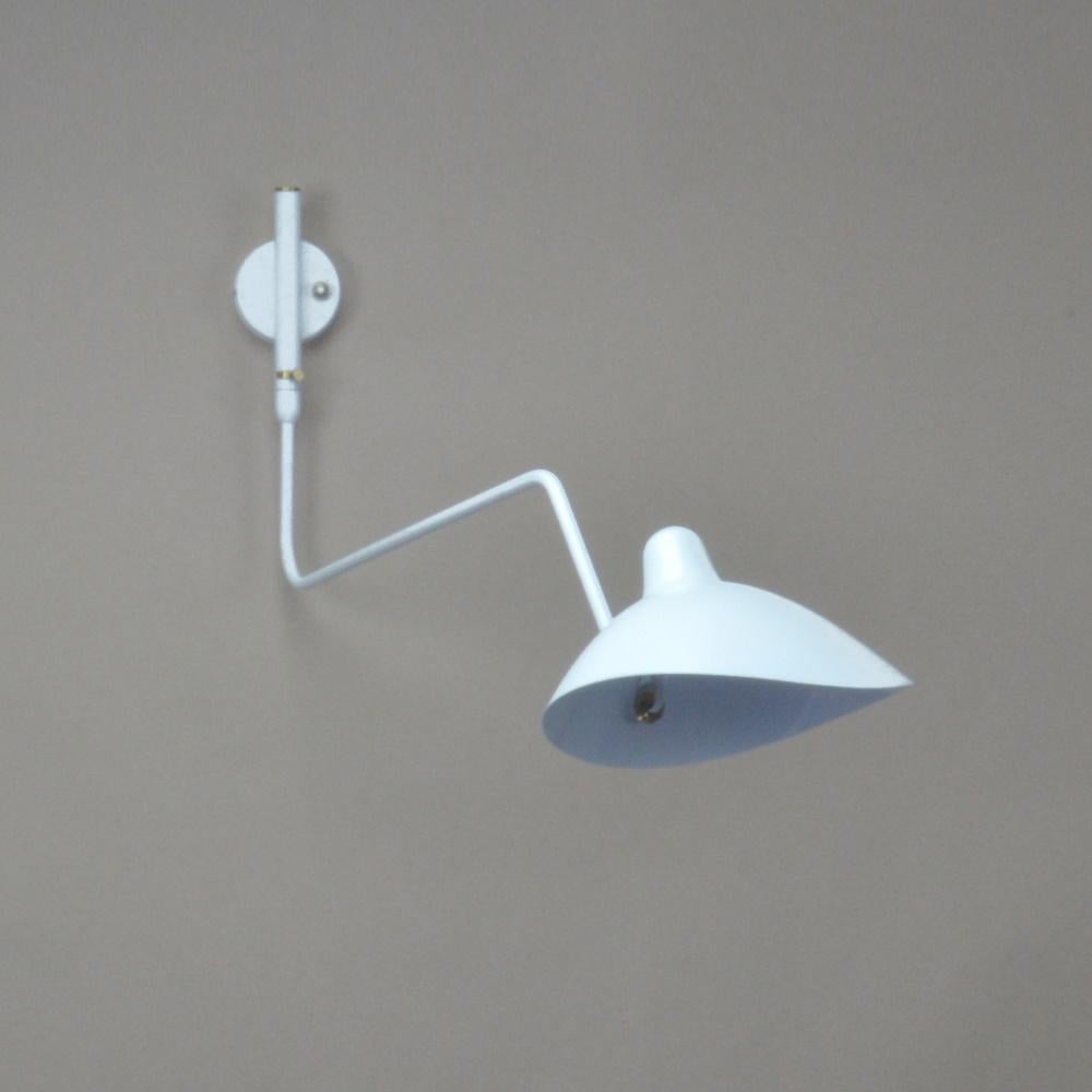 Painted Serge Mouille - Rotating Sconce with 1 Curved Arm in Black or White For Sale