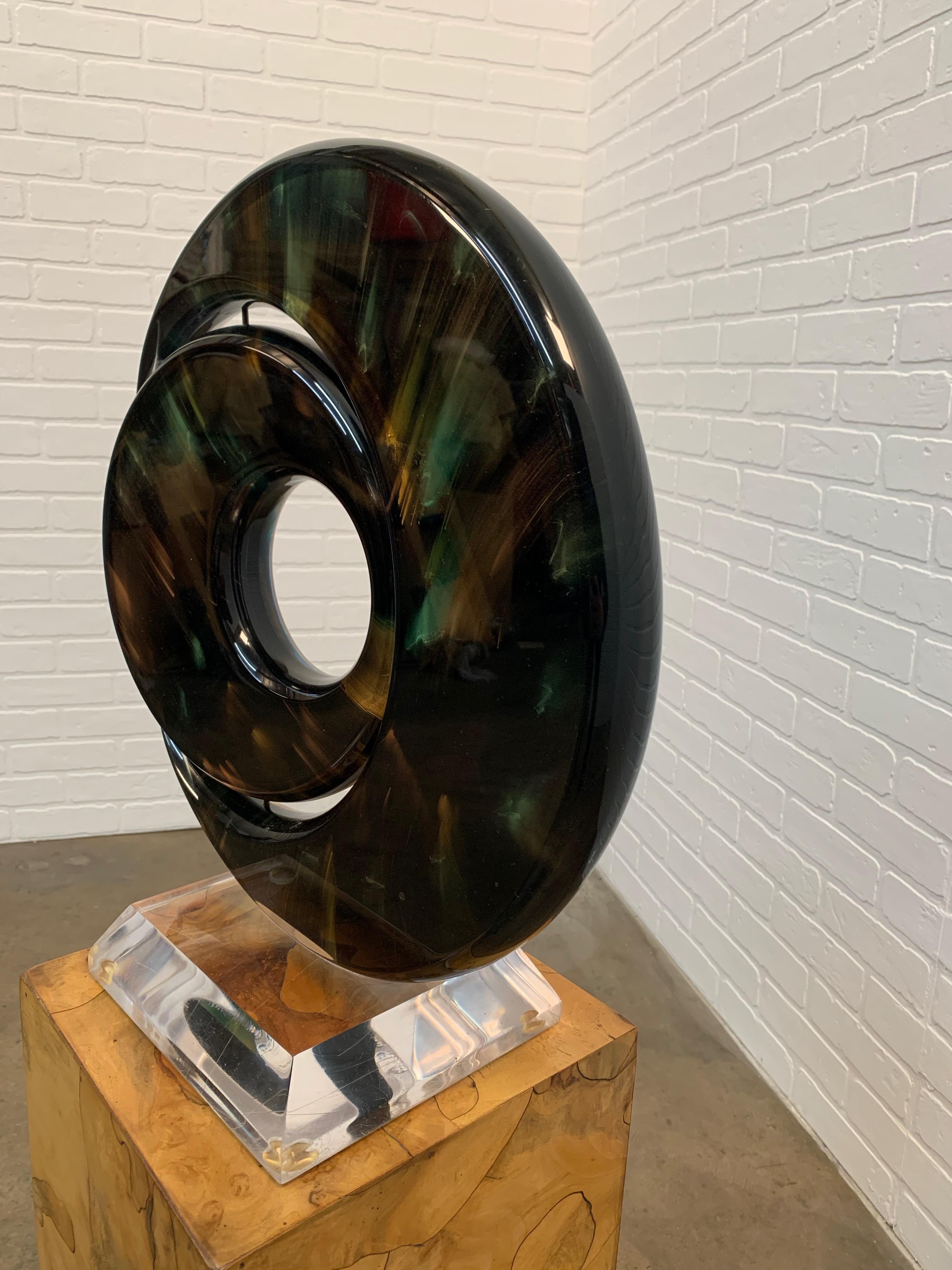 Rotating Sphere within a Crescent Lucite Sculpture by Shlomi Haziza 1