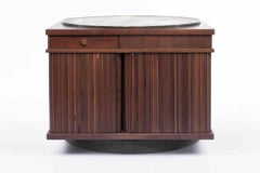 Rotating Storage Unit in Wood and Brass for Bernini, Italy, 1960s