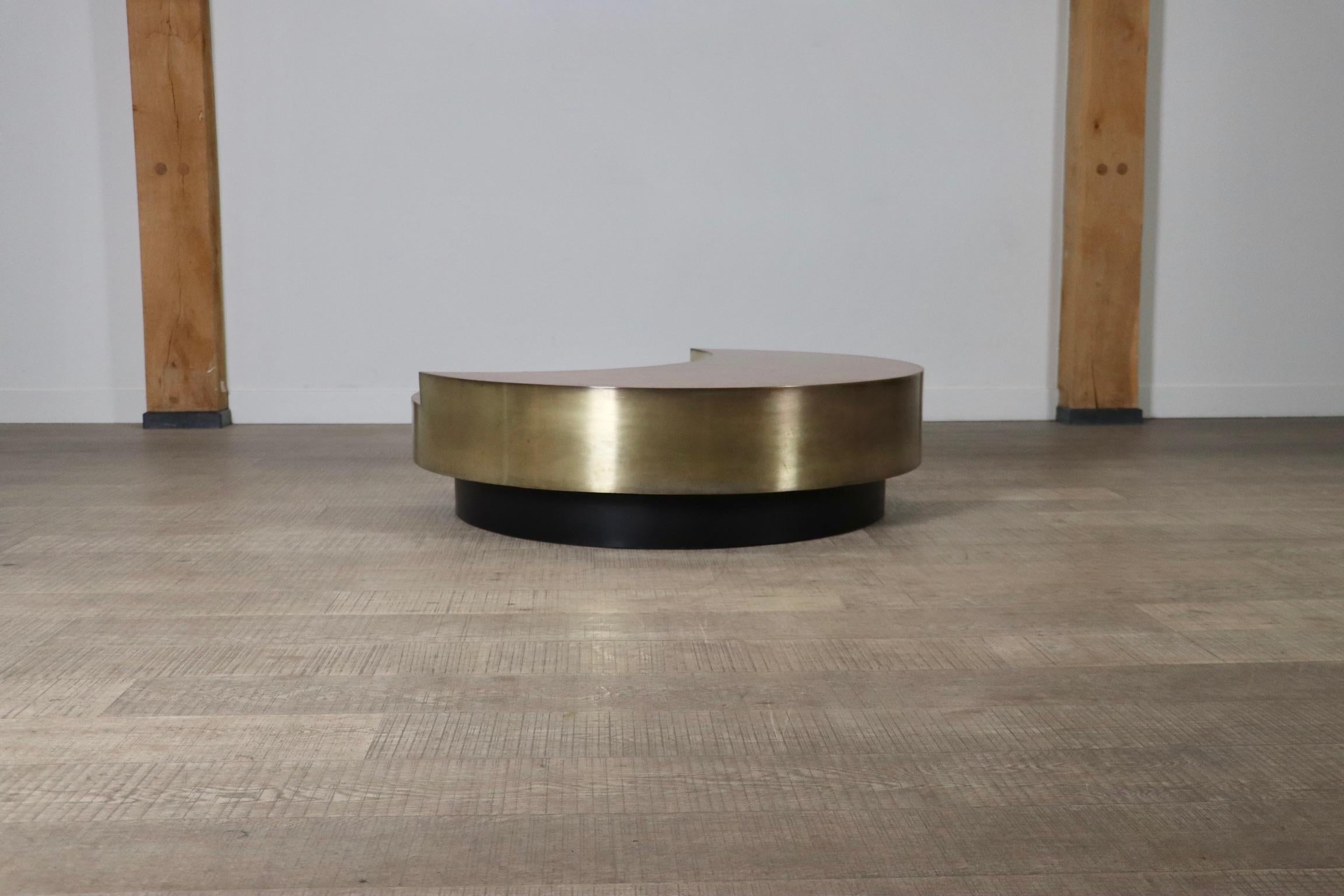 Rotating TRG Coffee Table With Bar By Willy Rizzo, Italy 1970s 6