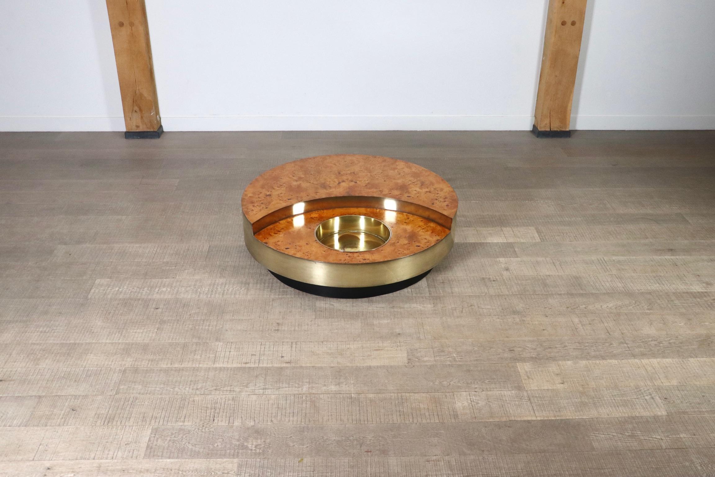 Brass Rotating TRG Coffee Table With Bar By Willy Rizzo, Italy 1970s