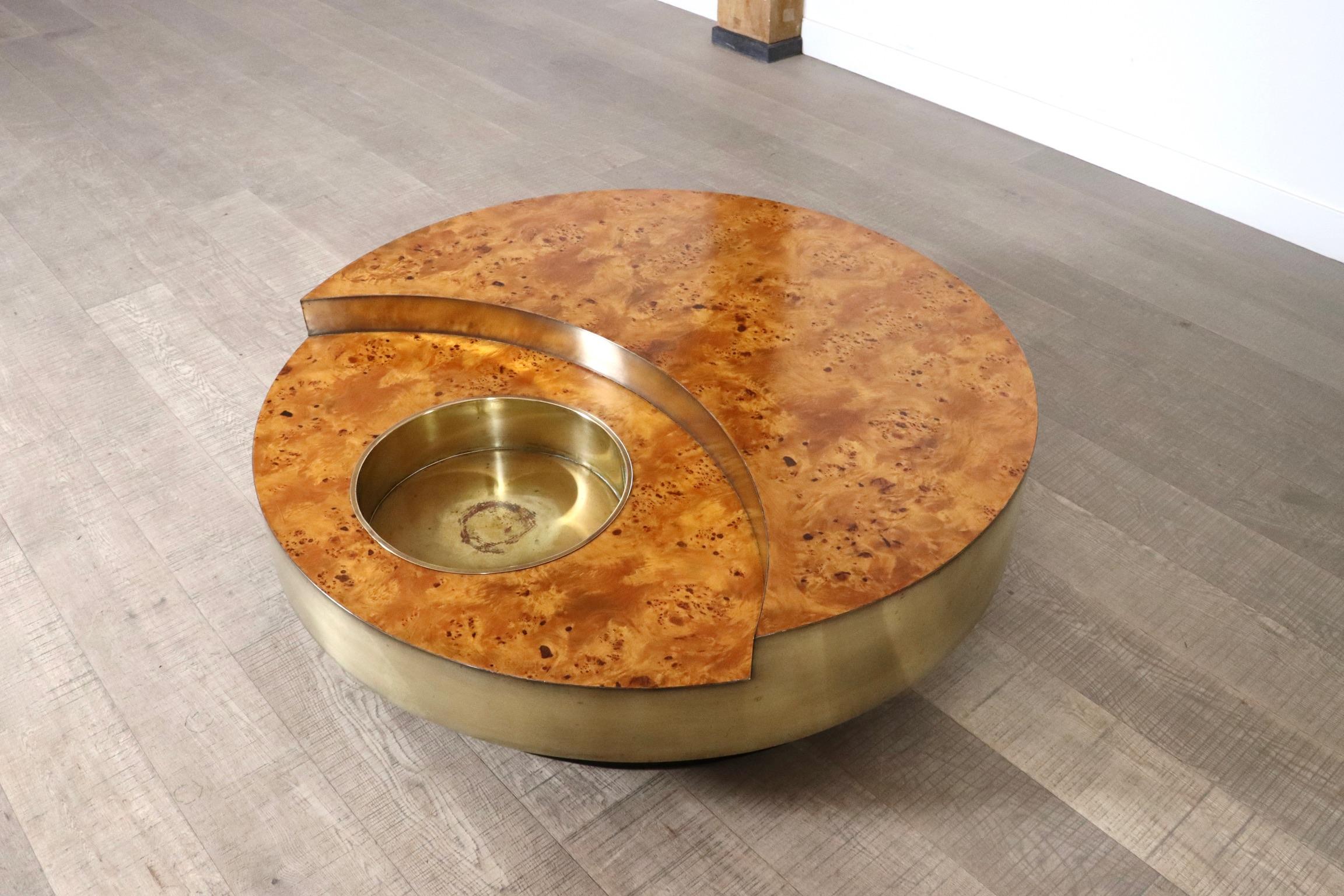 Rotating TRG Coffee Table With Bar By Willy Rizzo, Italy 1970s 1
