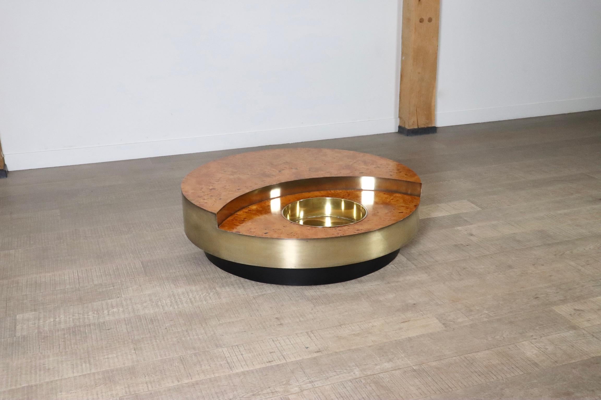 Rotating TRG Coffee Table With Bar By Willy Rizzo, Italy 1970s 3