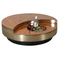 Vintage Rotating TRG Coffee Table With Bar By Willy Rizzo, Italy 1970s