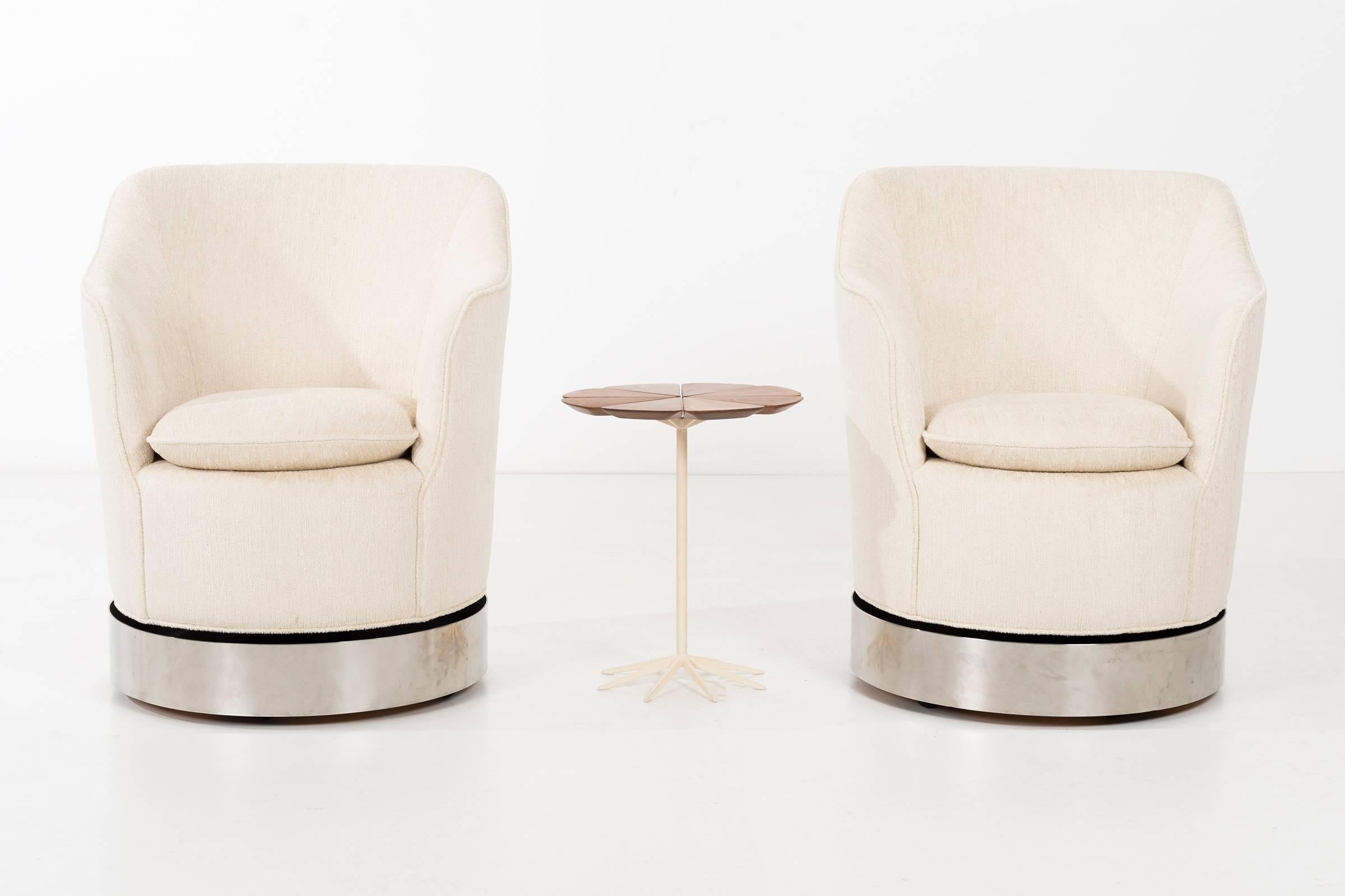 Mid-Century Modern Rotating White Swivel Chairs Philip Enfield