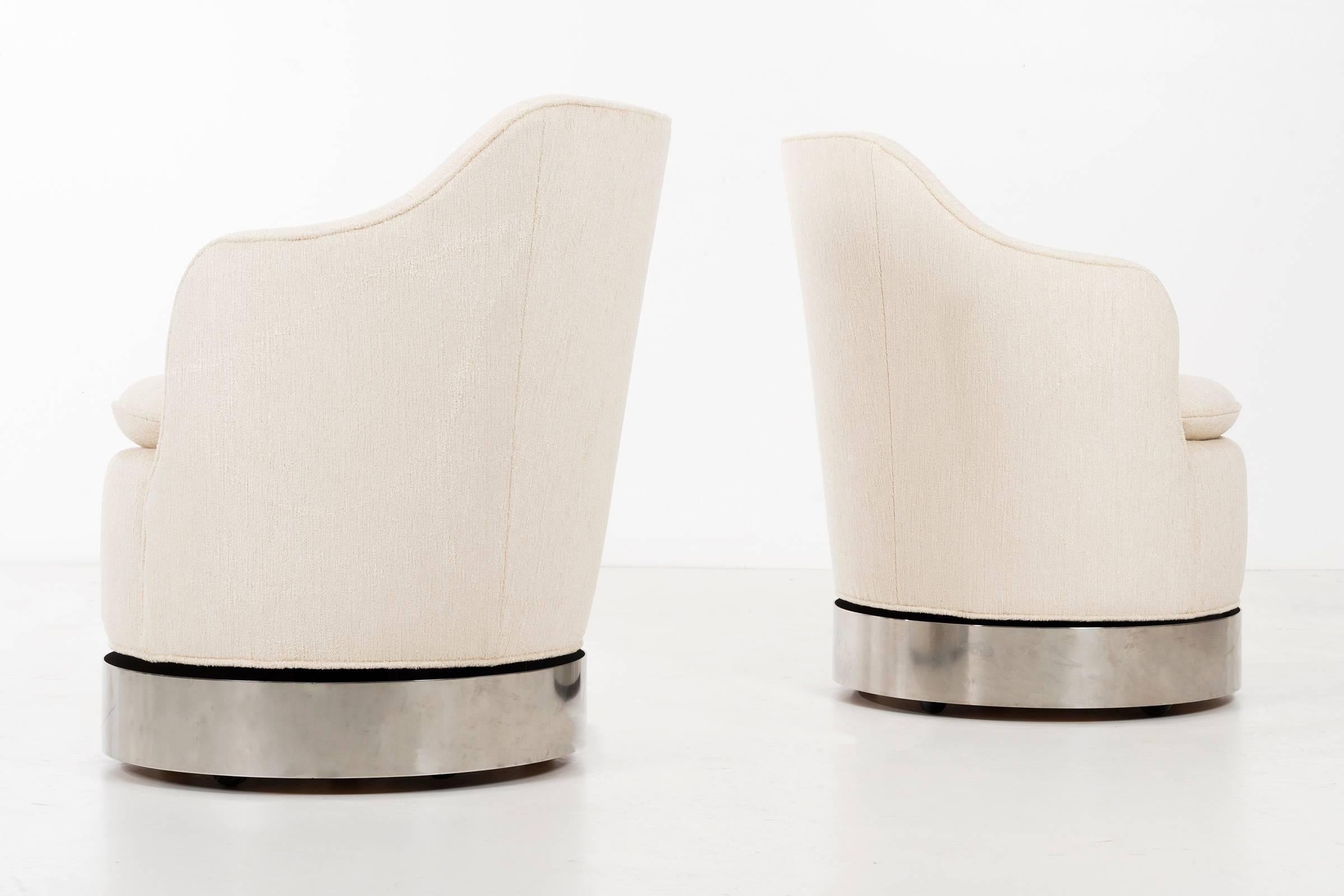 Late 20th Century Rotating White Swivel Chairs Philip Enfield