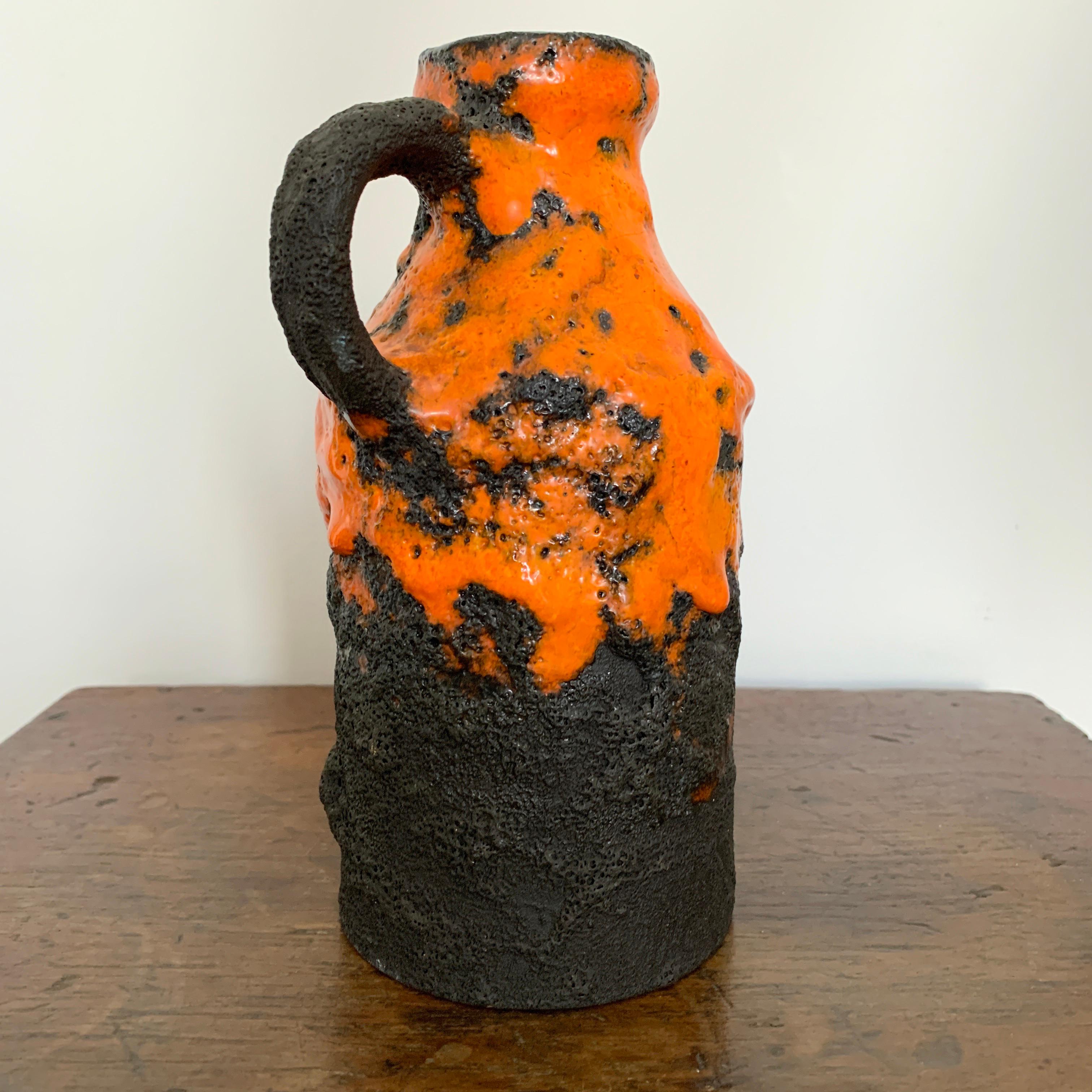 Roth Keramic Orange and Black Fat Lava Vase, West Germany In Good Condition For Sale In Hastings, GB