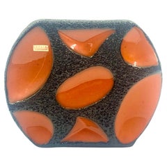 Roth Keramic orange and black lava glazed round vase, West Germany, c.1970