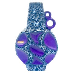 Jarrón con asas de lava Roth Keramic morado y blanco y negro, Alemania Occidental, c.1970