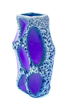 Roth Keramic purple and white and black lava vase, West Germany, c.1970