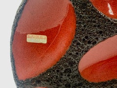 Roth Keramic red and black round vase, West Germany, c.1970