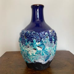 Roth Keramic Blue Vase, 1970s, West Germany