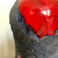 Roth Keramic Red and Black Vase 1970s, West Germany