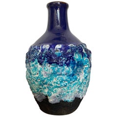 Vase bleu en céramique Roth, 1970, Allemagne de l'Ouest