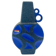 Roth Keramik blue and black lava glazed jug vase, 23cm, West Germany, c.1970.