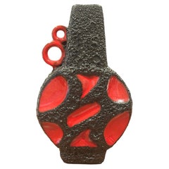 Roth Keramik “Fat Lava” Vase, Model 313, Black and Red Volcanic Glaze, 1960s