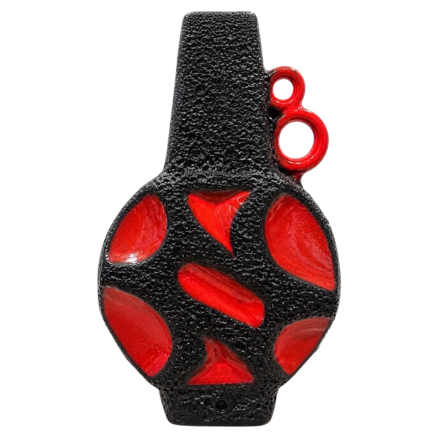 Roth Keramik “Fat Lava” Vase, Model 313, Black and Red Volcanic Glaze, 1960s