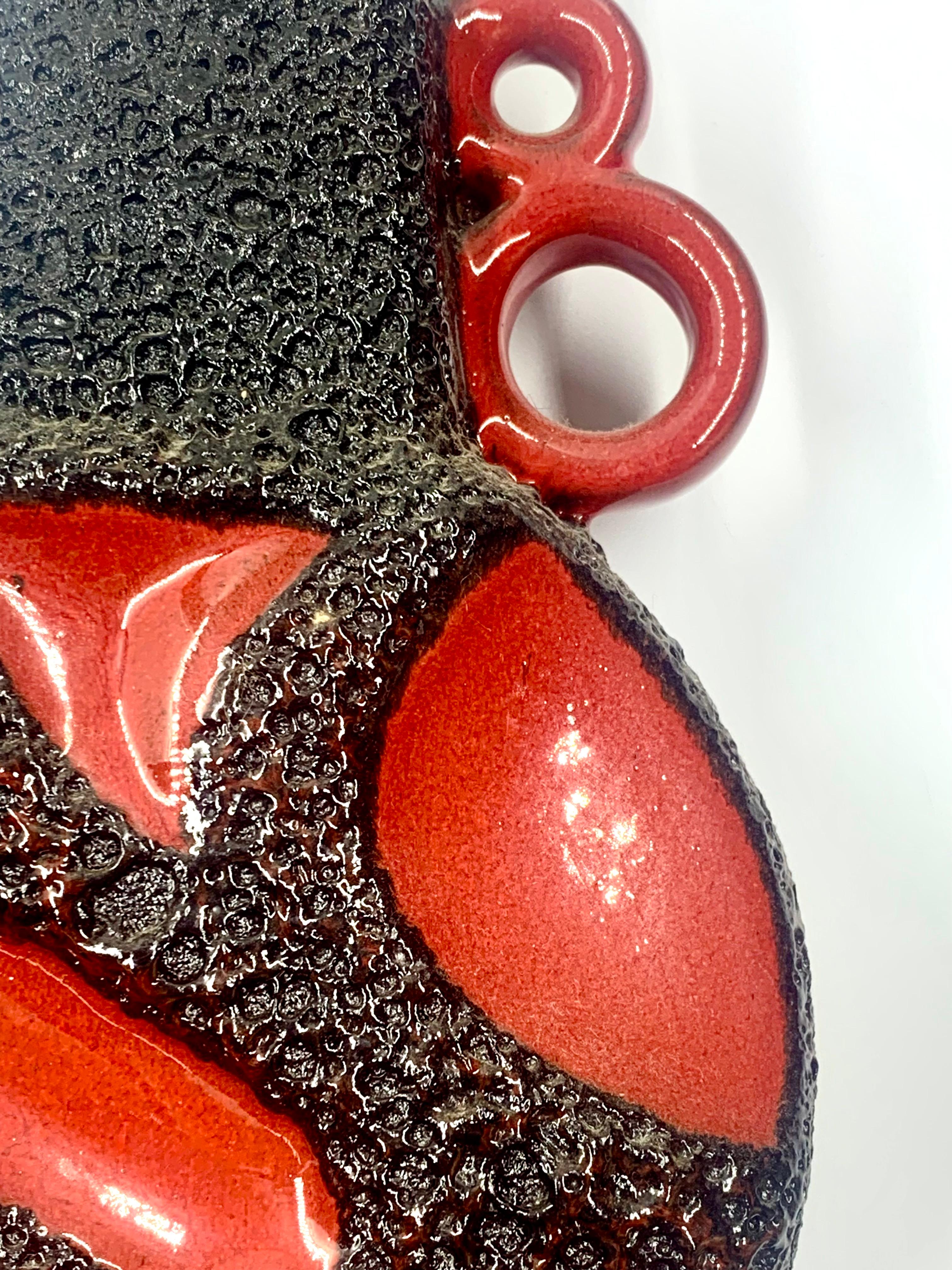 Jarrón Roth Keramik esmaltado en lava brillante roja y negra, Alemania Occidental, c.1970 en venta 2