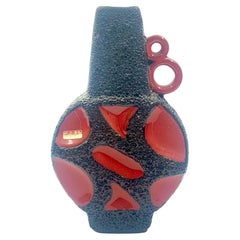 Jarrón Roth Keramik esmaltado en lava brillante roja y negra, Alemania Occidental, c.1970