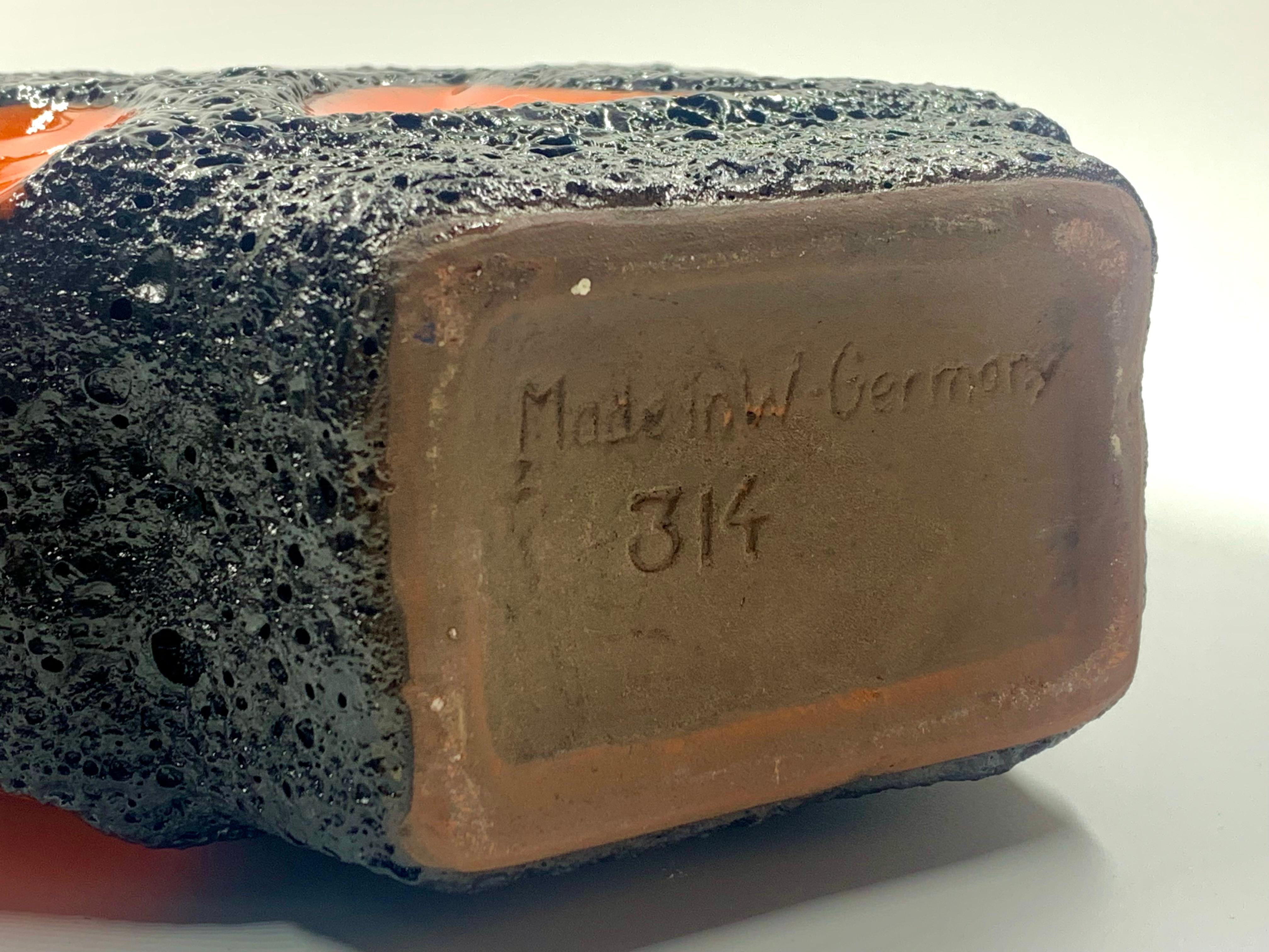 Roth Keramik orange and black lava glaze, 40cm, West Germany, c. 1970. For Sale 4
