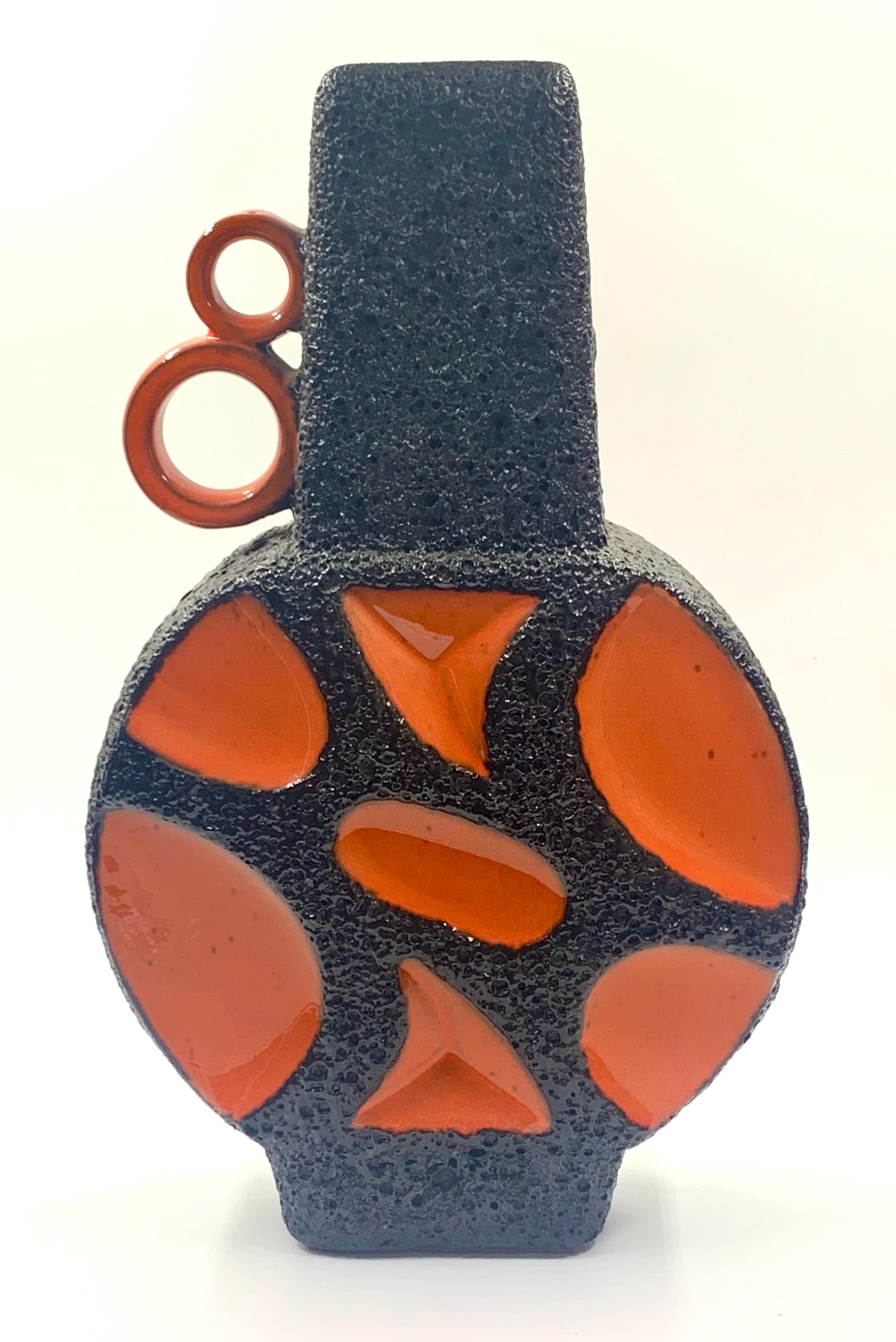 Roth Keramik orange and black lava glaze, 40cm, West Germany, c. 1970. In Good Condition For Sale In Pymble, NSW