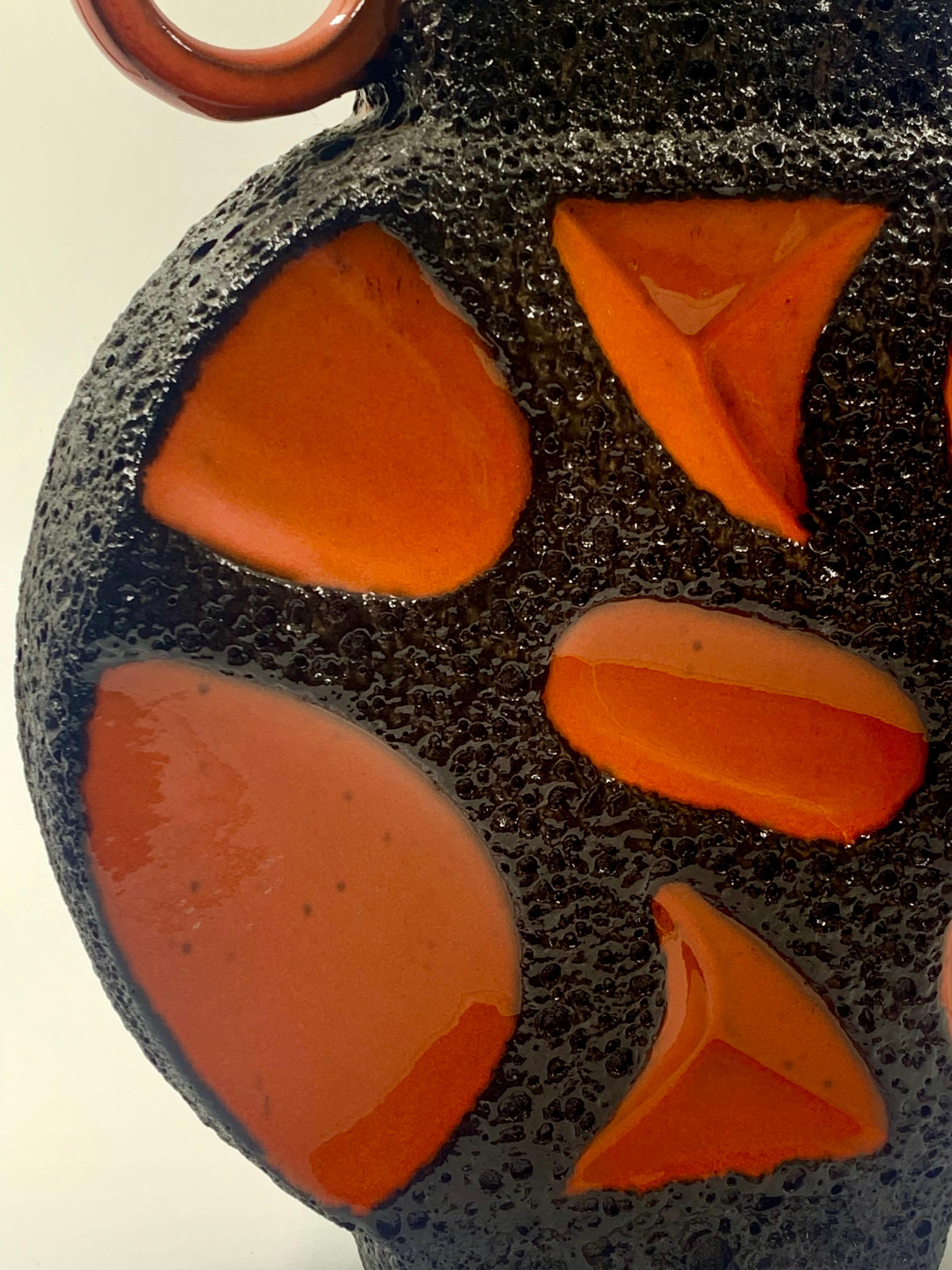 Ceramic Roth Keramik orange and black lava glaze, 40cm, West Germany, c. 1970. For Sale