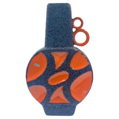 Esmalte de lava naranja y negro Roth Keramik, 40 cm, Alemania Occidental, c. 1970.