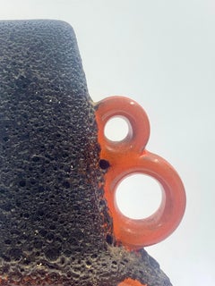 Roth Keramik Orange and black lava glazed vase, West Germany, c.1970