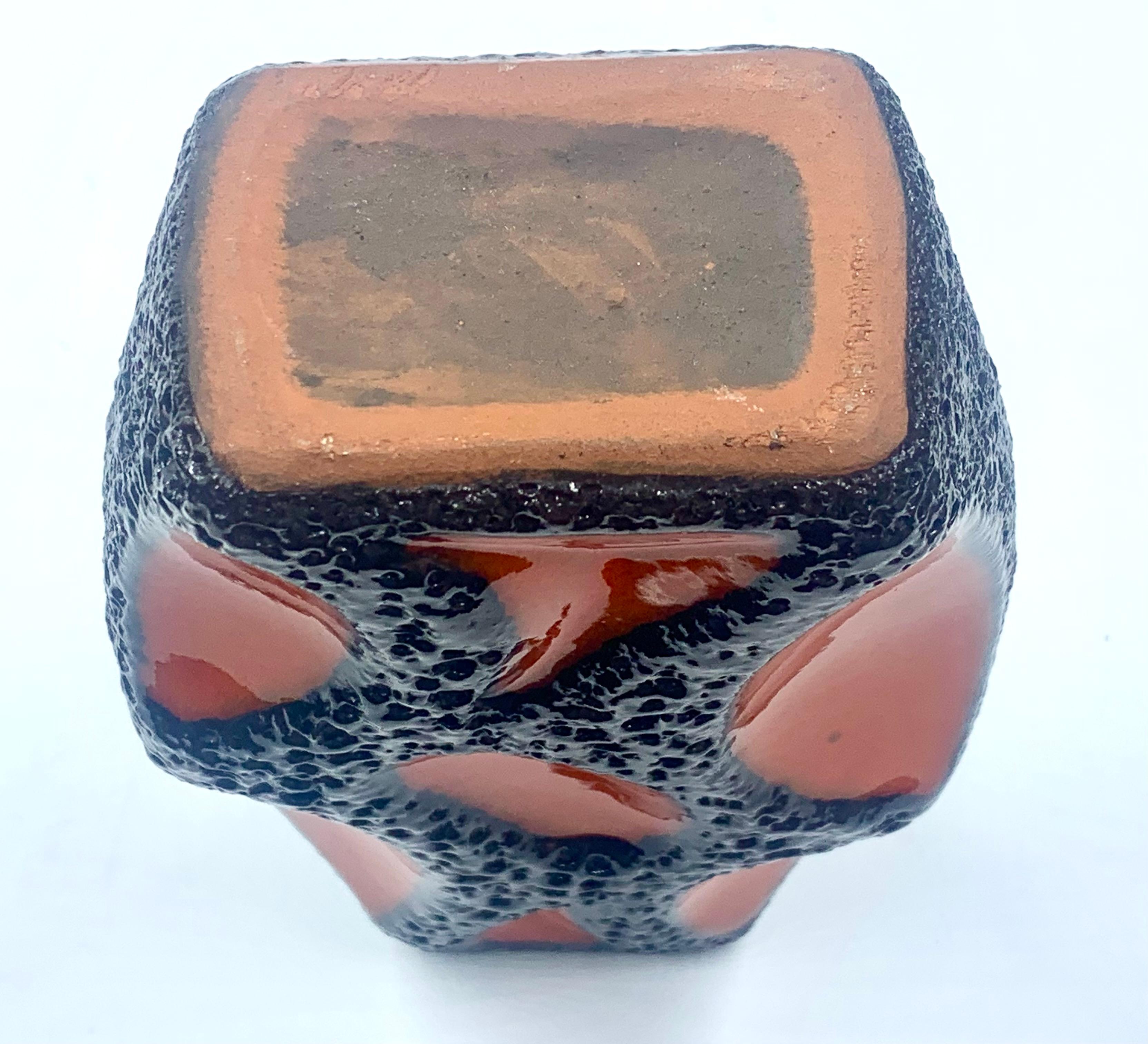 Jarrón Roth Keramik esmaltado en lava naranja y negra, Alemania Occidental, c.1970. Cerámico en venta