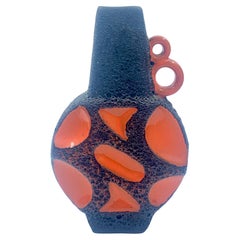 Roth Keramik Jarrón esmaltado en lava naranja y negra, Alemania Occidental, c.1970