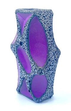 Roth Keramik Vase aus violetter und weißer und schwarzer Lavaglasur, Westdeutschland, um 1970