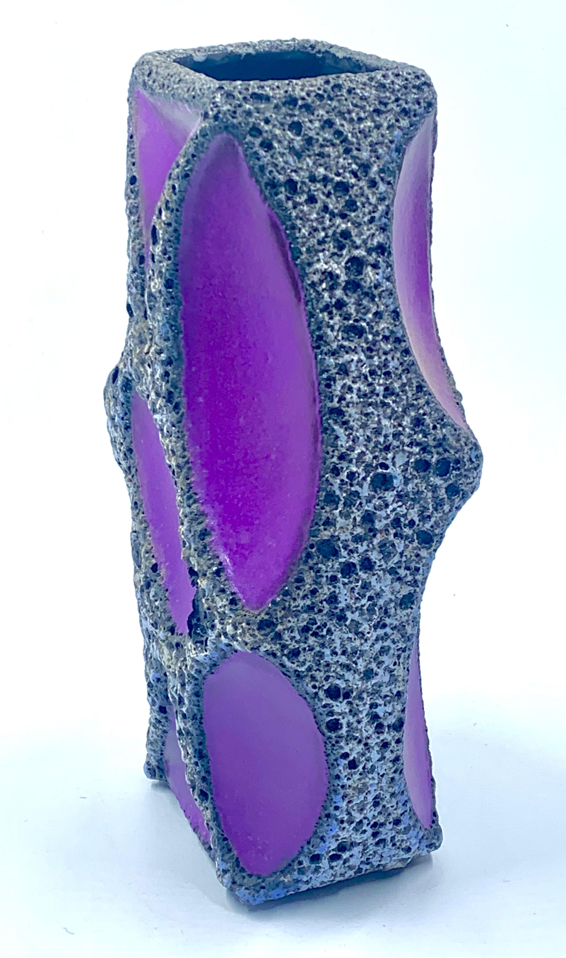Roth Keramik purple and white and black lava glazed vase, West Germany, c.1970 In Good Condition For Sale In Pymble, NSW