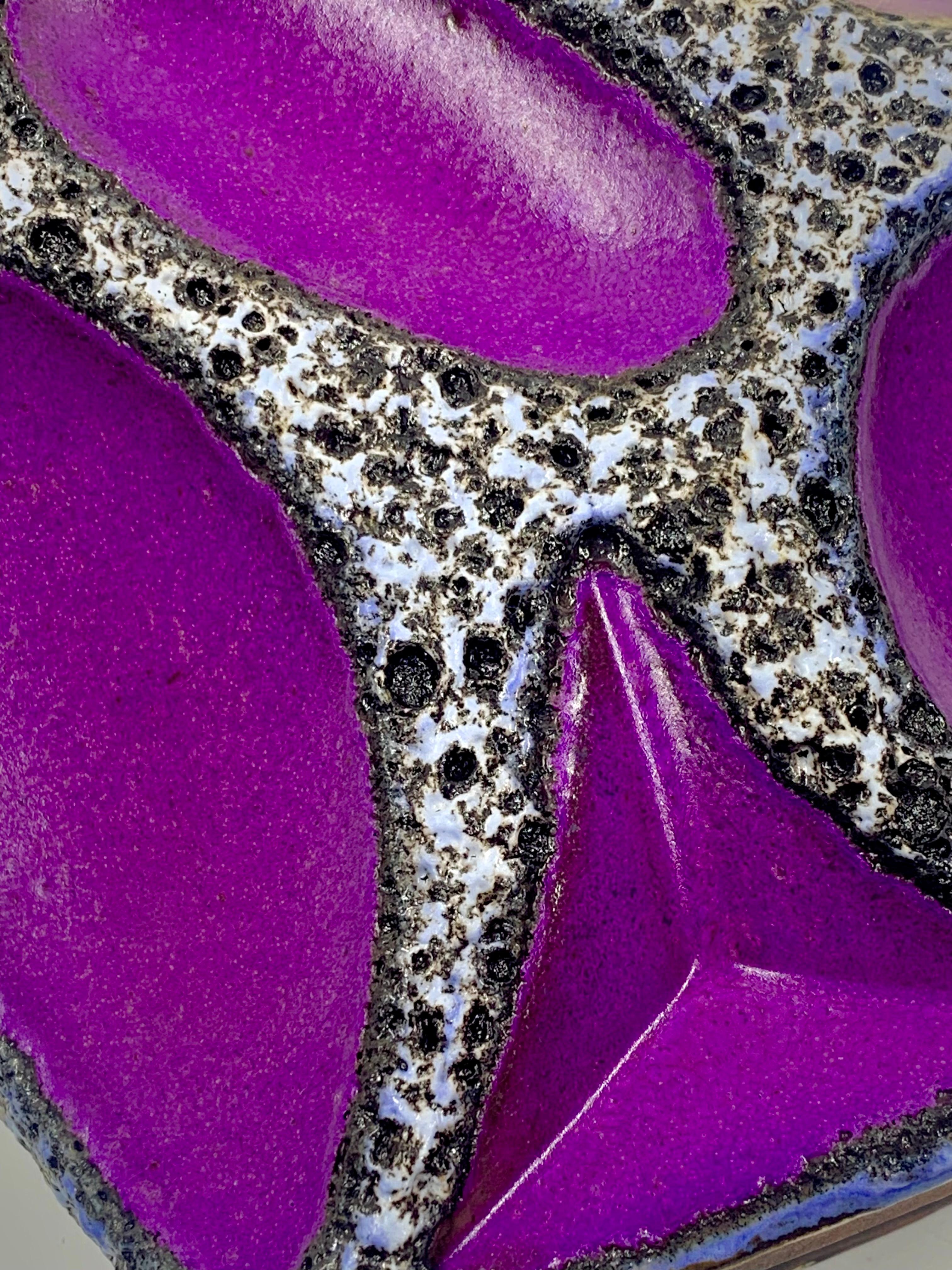 Ceramic Roth Keramik purple and white and black lava glazed vase, West Germany, c.1970 For Sale