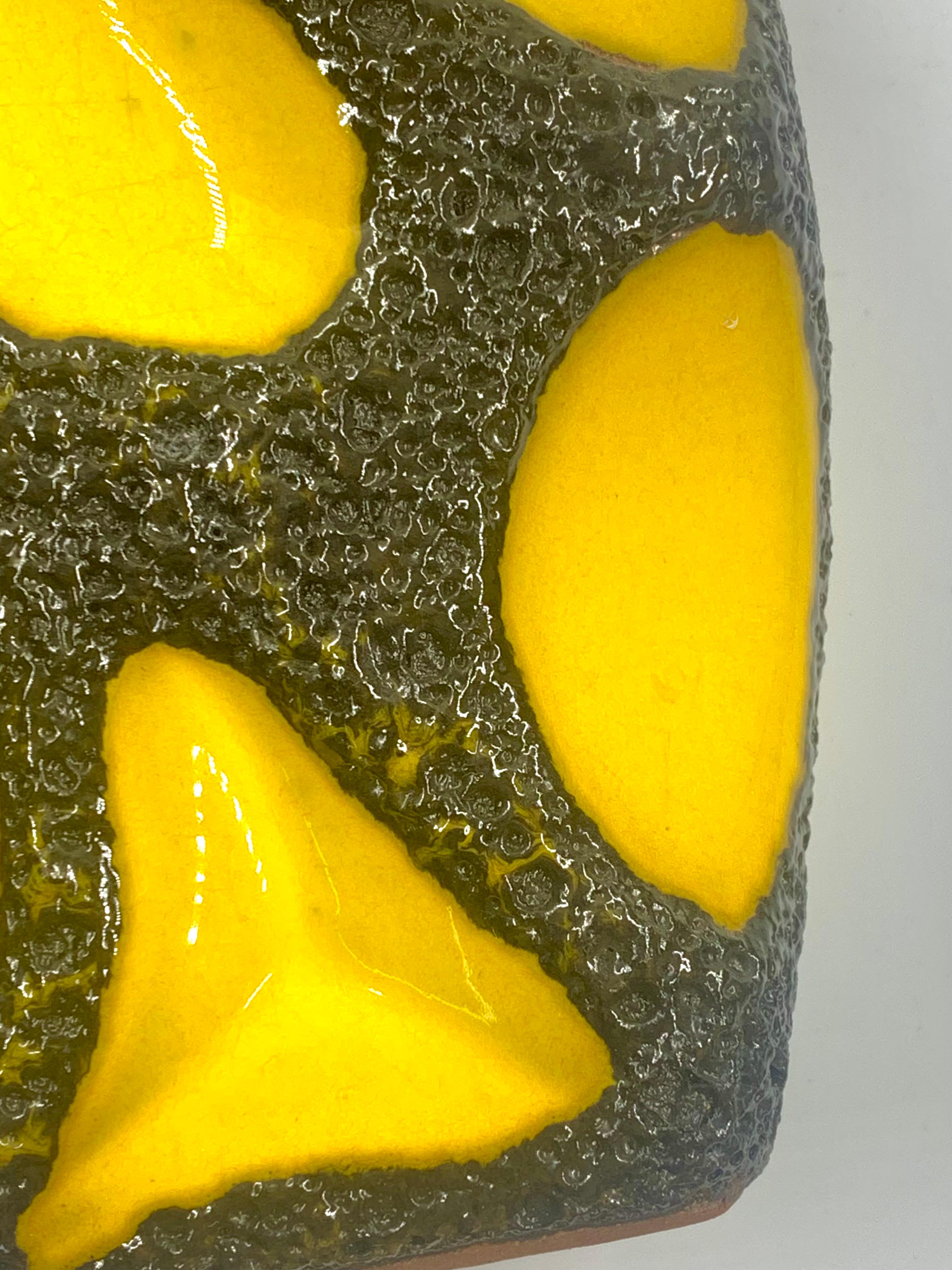 Roth Keramik rare yellow and black lava glazed vase, West Germany , c.1970 3