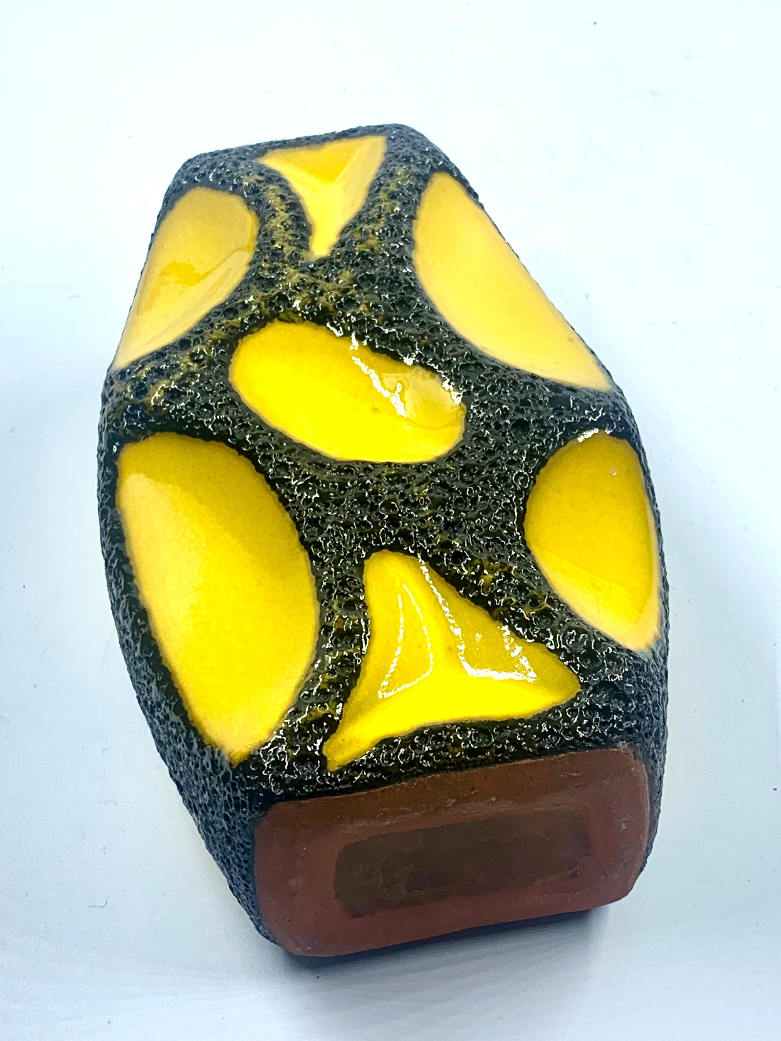Roth Keramik rare yellow and black lava glazed vase, West Germany , c.1970 4