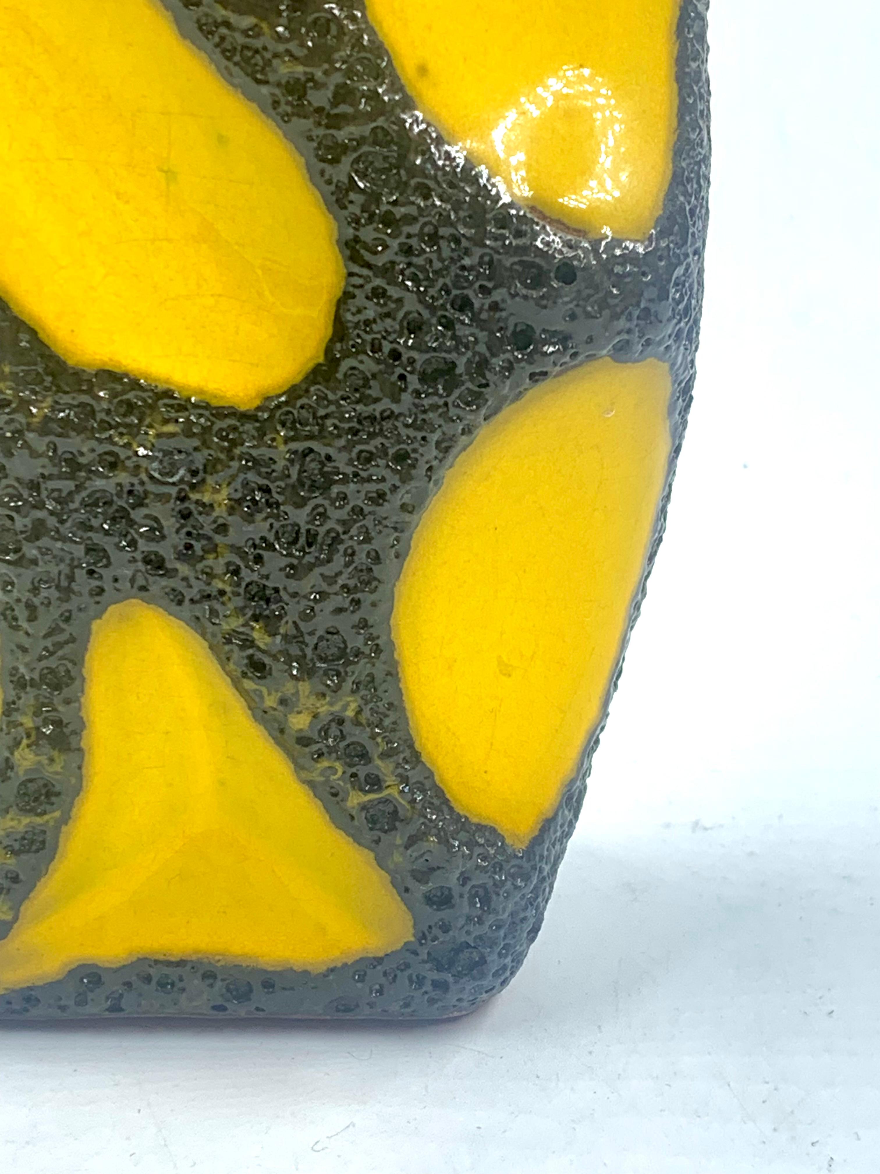 Mid-Century Modern Roth Keramik rare yellow and black lava glazed vase, West Germany , c.1970