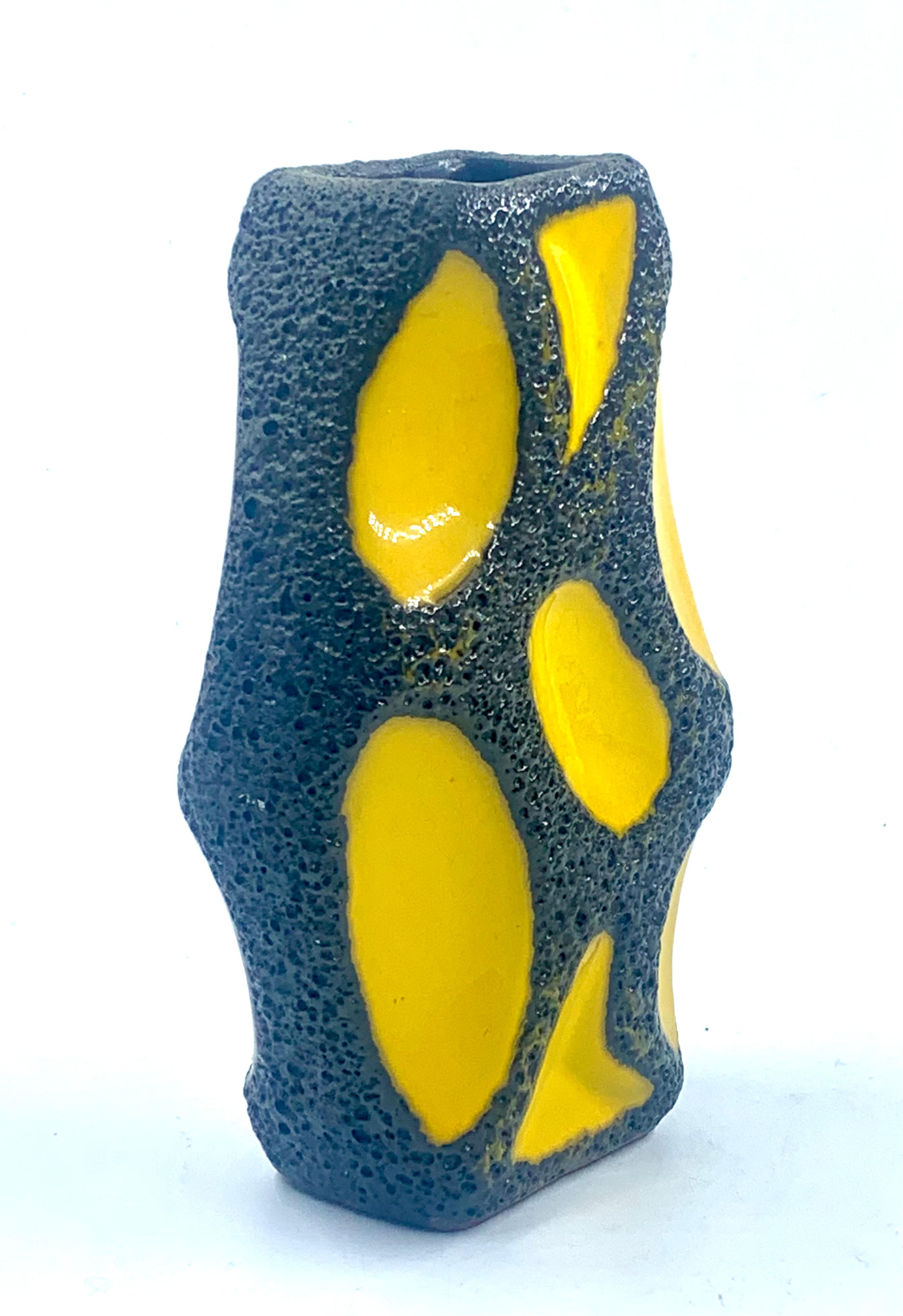 Roth Keramik rare yellow and black lava glazed vase, West Germany , c.1970 In Good Condition In Pymble, NSW