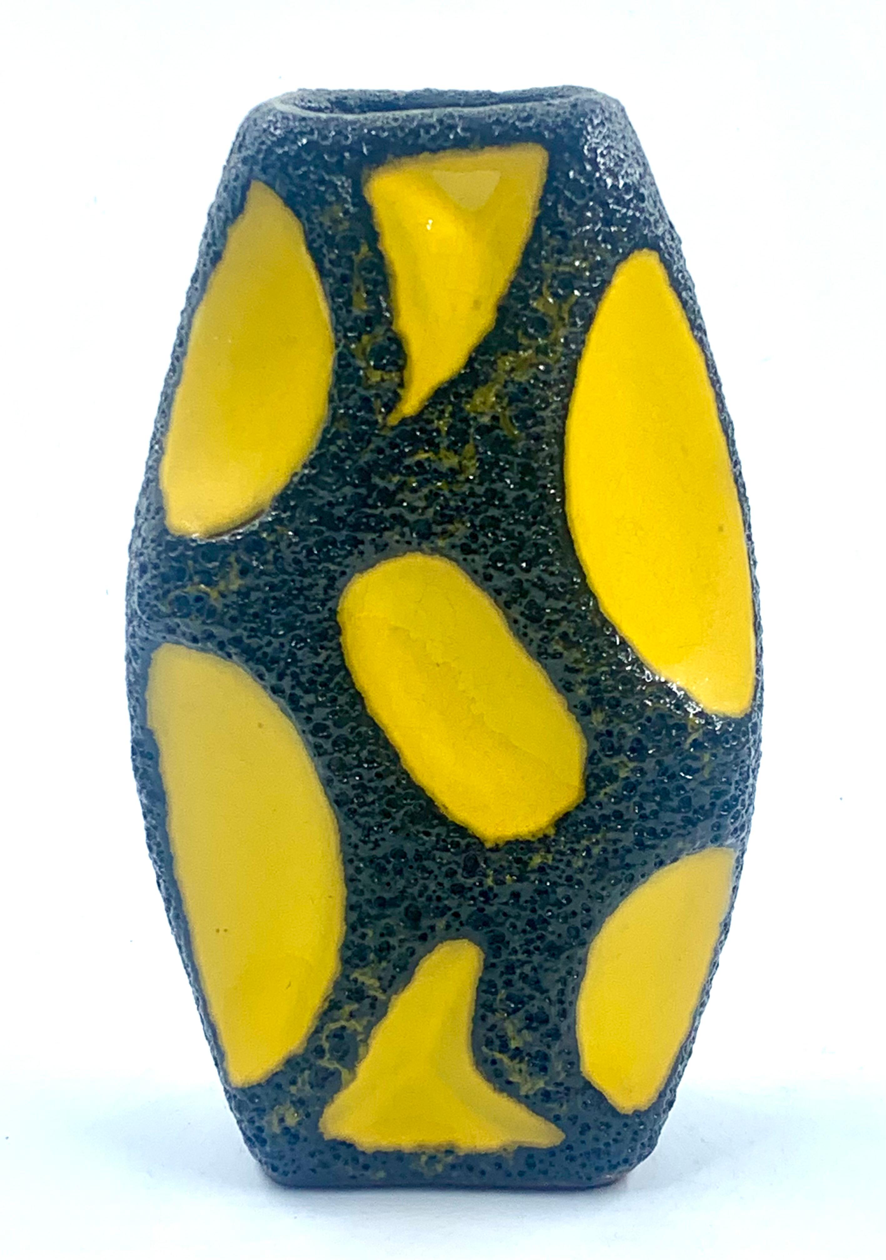 Late 20th Century Roth Keramik rare yellow and black lava glazed vase, West Germany , c.1970