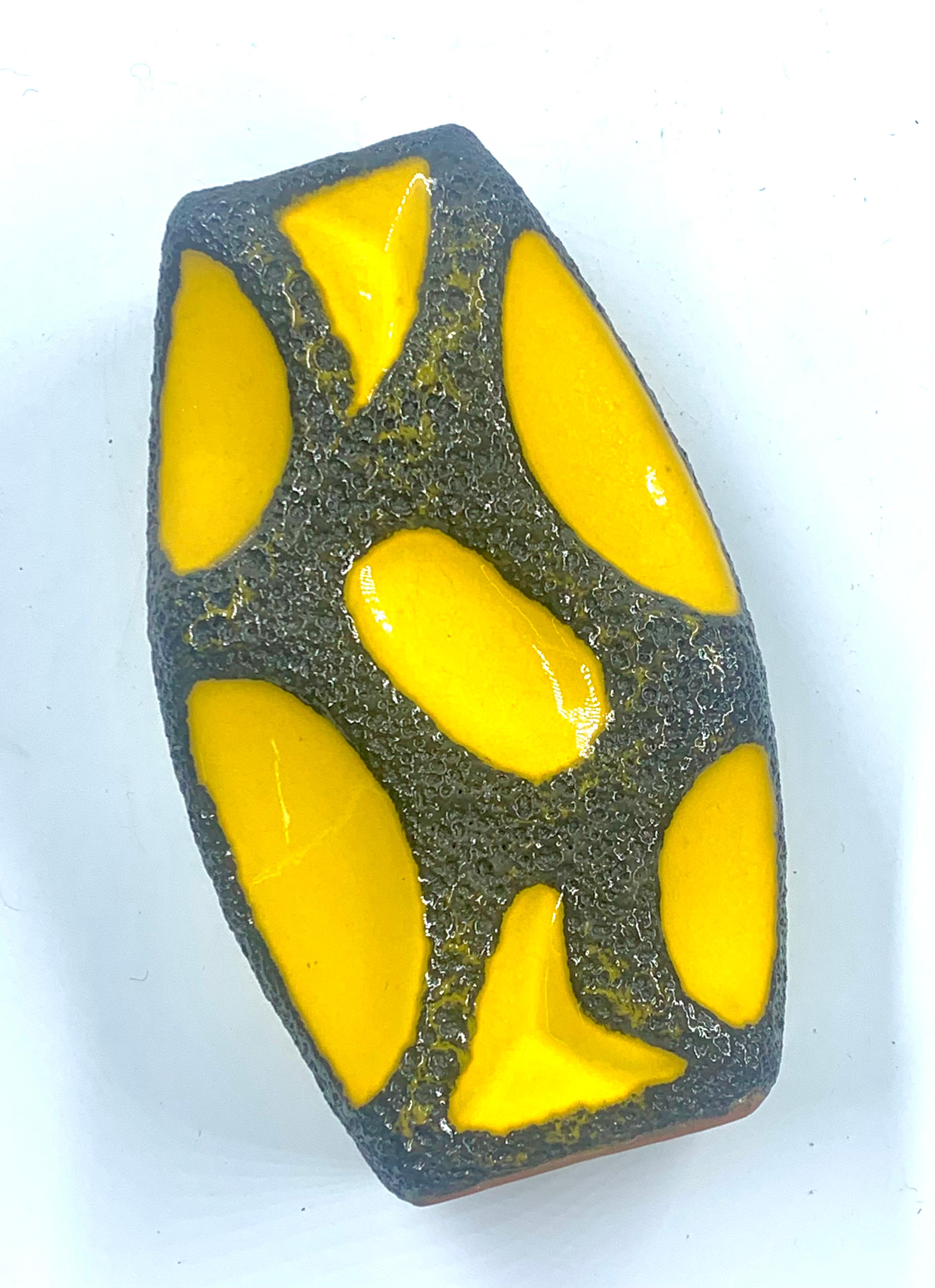 Ceramic Roth Keramik rare yellow and black lava glazed vase, West Germany , c.1970