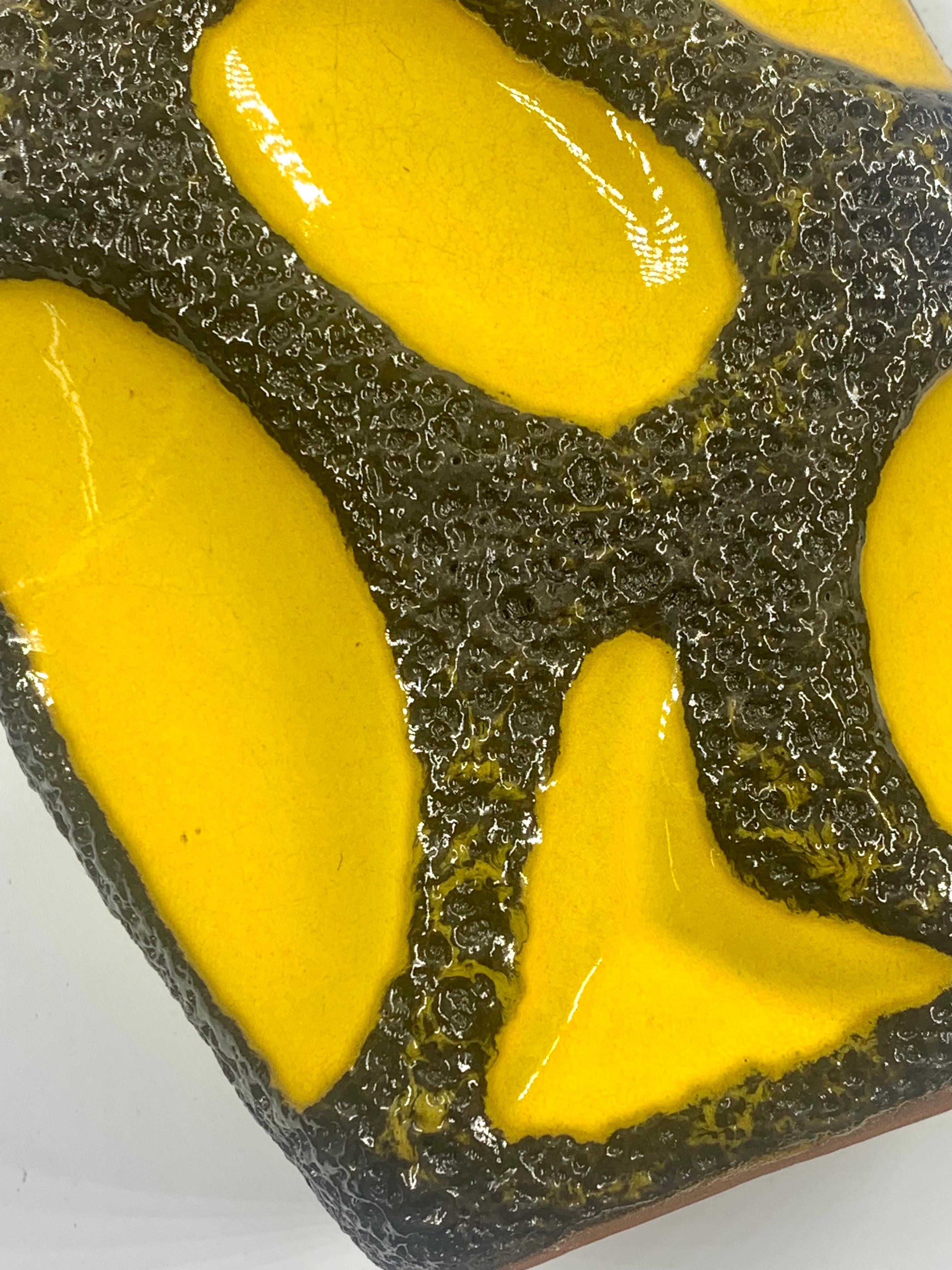 Roth Keramik rare yellow and black lava glazed vase, West Germany , c.1970 1