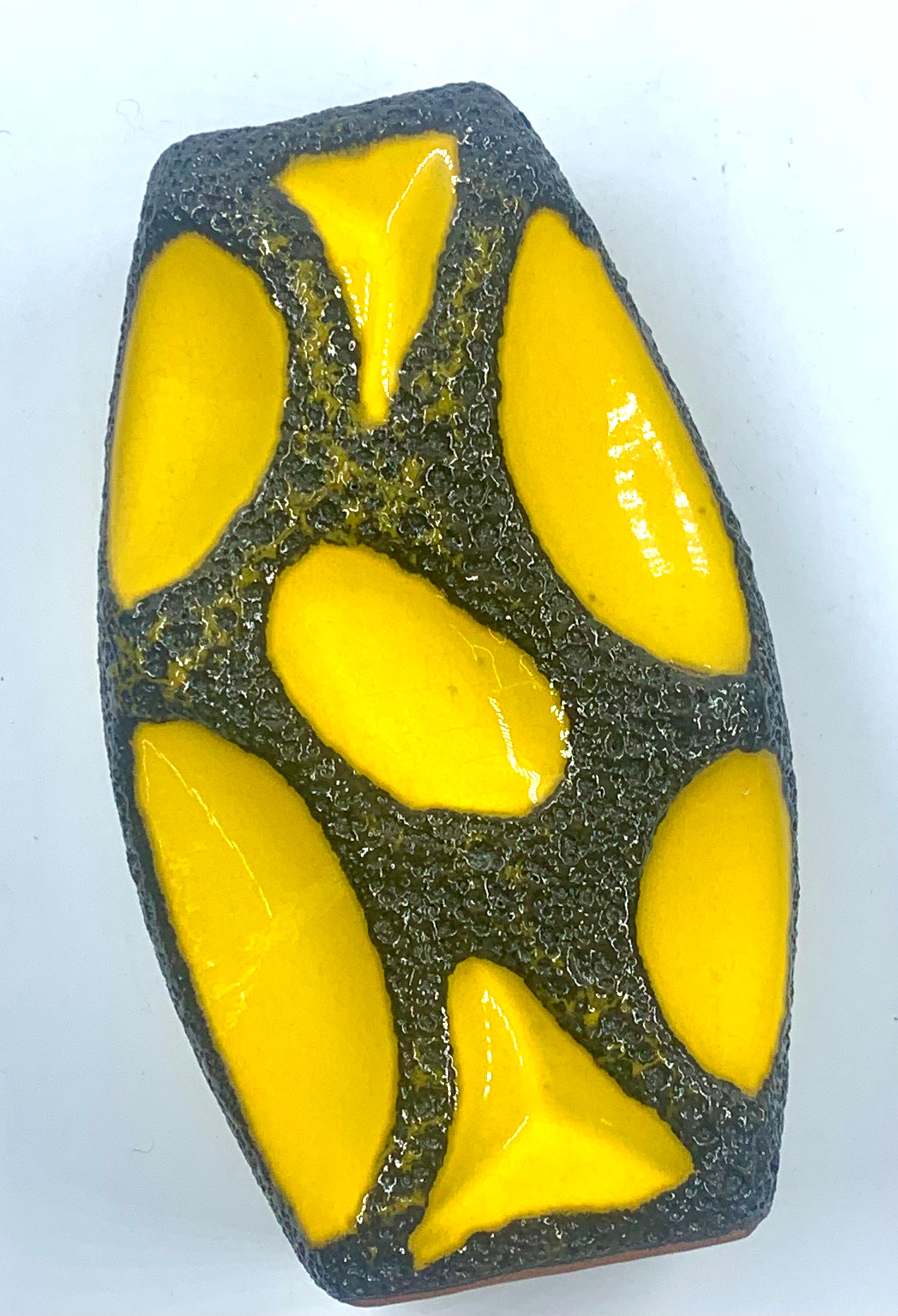 Roth Keramik rare yellow and black lava glazed vase, West Germany , c.1970 2