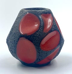 Roth Keramik red and black ball vase, West Germany, c.1970